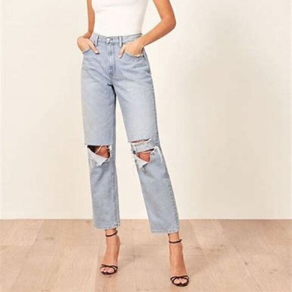 Reformation Denim - Reformation Dawson Relaxed Jean in Skye Destroyed size 25 NWT